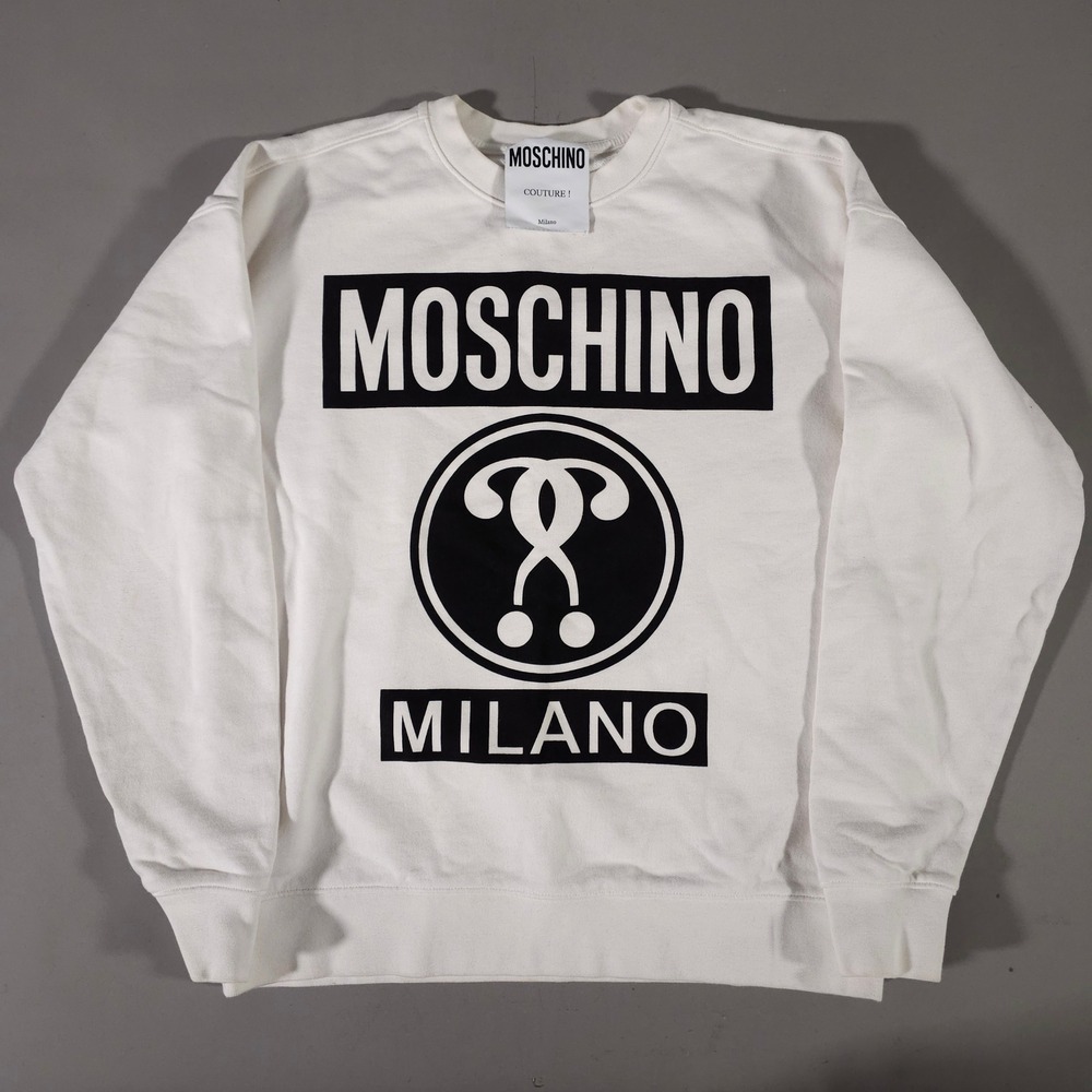 Moschino Sweatshirt Unisex L White Couture Milano Logo Pullover 182Z T17315227